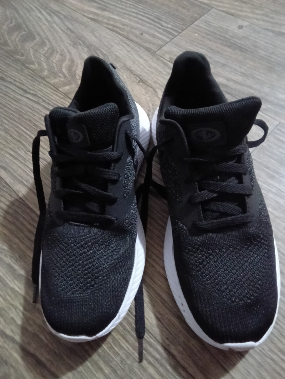 Black Knit Athletic Sneakers with White Soles